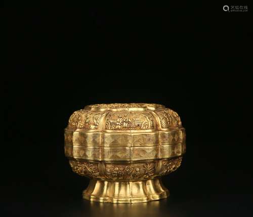 chinese old collection gilt bronze box