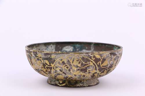 chinese gilt bronze bowl,tang dynasty