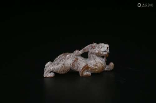 chinese old collection ancient jade carving of beast