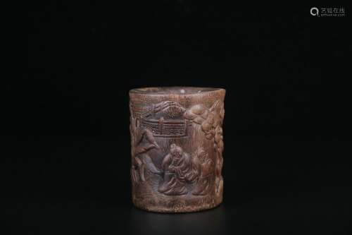 chinese agalwood brush pot,qing dynasty