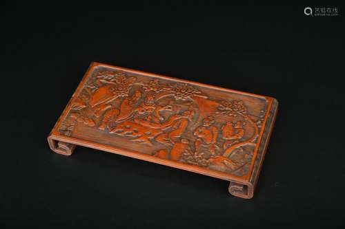 chinese bamboo carving inkbed,qing dynasty