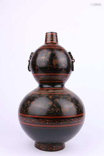 chinese lacquered gourd vase,warring states period