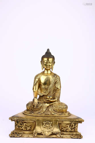 chinese gilt bronze buddha statue,18th century