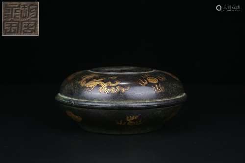 chinese old collection gilt bronze box