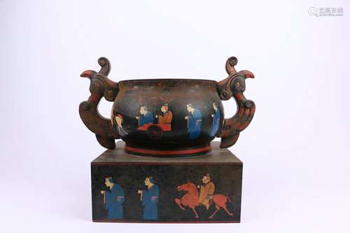 chinese lacquered vessel basin,warring states period