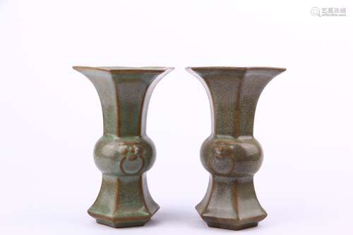 pair of chinese ru kiln porcelain vases,song dynasty