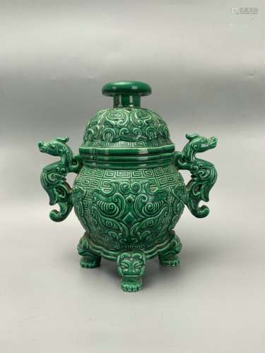 chinese green glazed porcelain censer