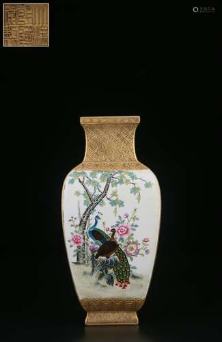 chinese enamel porcelain vase with daqing qianlong mark