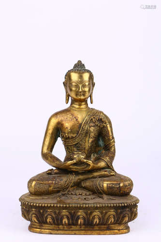 chinese gilt bronze buddha statue,18th century