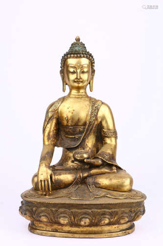 chinese gilt bronze sakyamuni statue,18th century