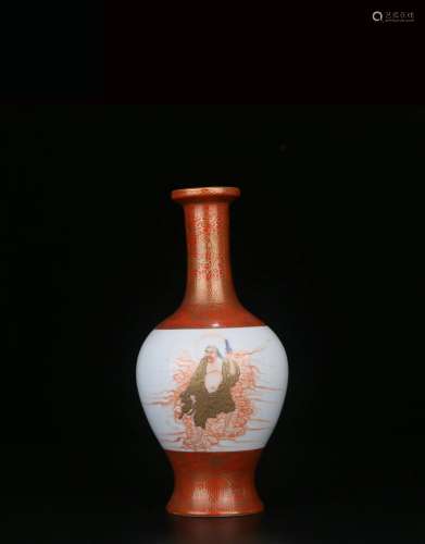 chinese coral red glazed porcelain vase