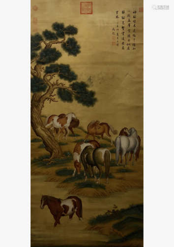 A Chinses Horse Painting, Lang Shining Mark