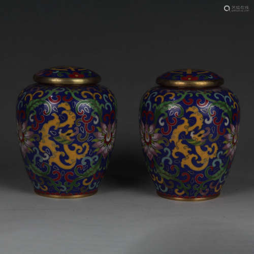 A Pair of Cloisonne Tea Jars and Covers