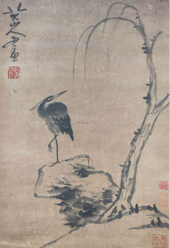 A Chinses Bird-and-flower Painting, Zhuda Mark