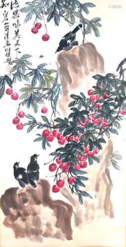 A Chinses Bird-and-flowert Painting, Qi Baishi Mark