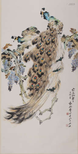 A Chinses Painting of the Peacock, Yuan Xiaocheng Mark