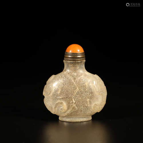 A Colored Glaze Double Chi Dragon Snuff Bottle