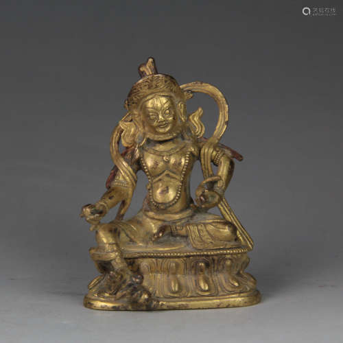 A Gilding Bronze Yellow Jambhala Statue