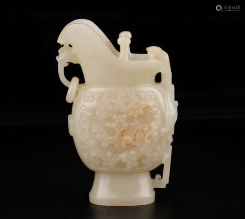 CHINESE CARVED HETIAN JADE CUP