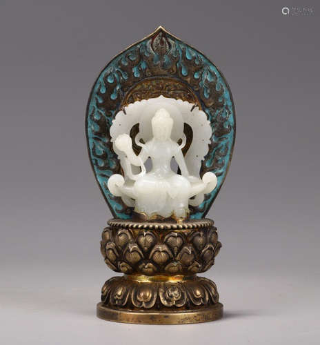 CHINESE CARVED HETIAN JADE BUDDHA ORNAMENT