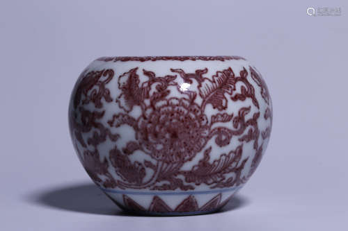 KANGXI MARK, CHINESE RED GLAZED WATER POT