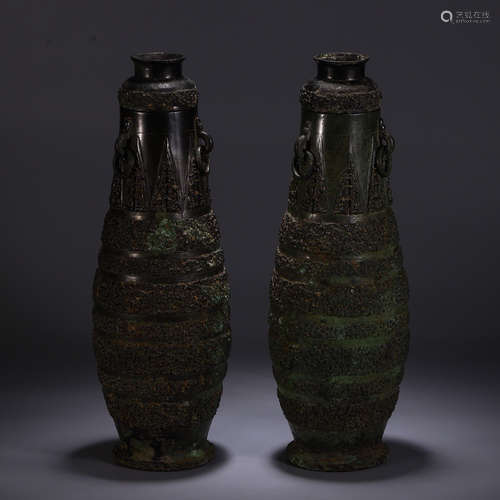 PAIR OF CHINESE BRONZE TEA POT