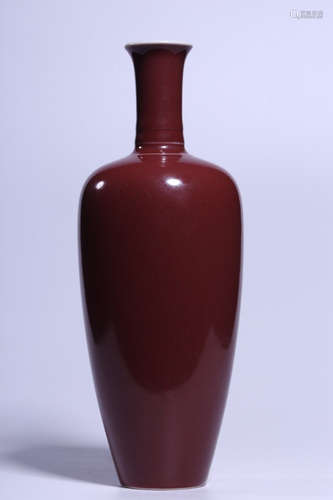 KANGXI MARK, CHINESE RED GLAZED VASE