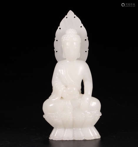 CHINESE CARVED HETIAN JADE BUDDHA ORNAMENT