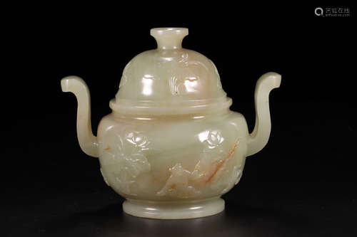 CHINESE CARVED HETIAN JADE CENSER