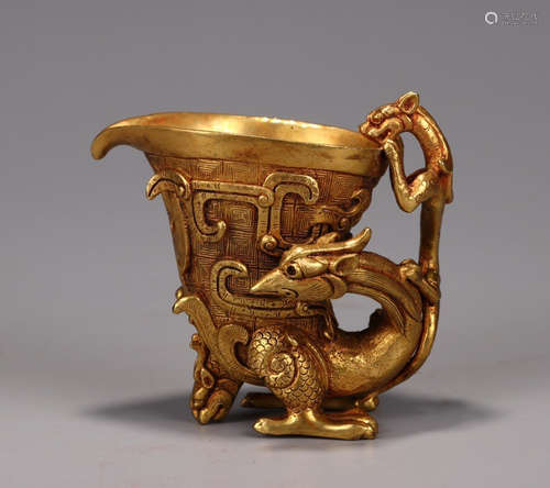 CHINESE GILT BRONZE CUP