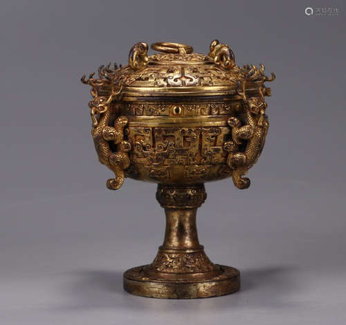 CHINESE GILT BRONZE CUP