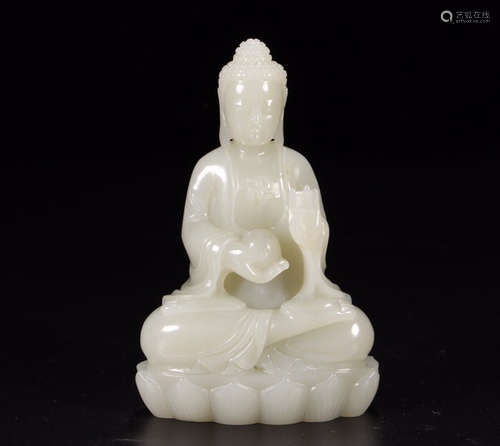 CHINESE CARVED HETIAN JADE BUDDHA ORNAMENT