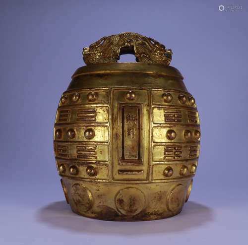 KANGXI MARK, CHINESE GILT BRONZE ORNAMENT