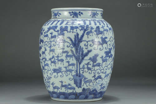 WANLI MARK, CHINESE BLUE & WHITE JAR