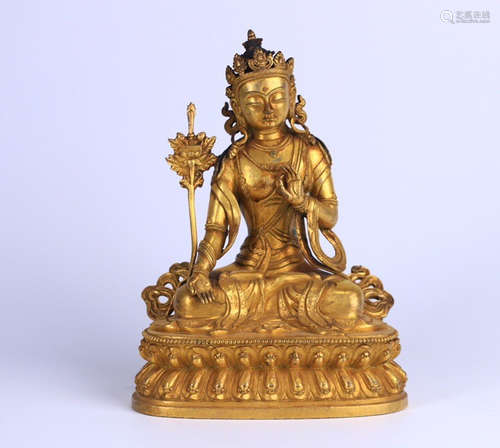 CHINESE GILT BRONZE BUDDHA