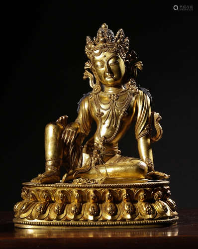 CHINESE GILT BRONZE BUDDHA