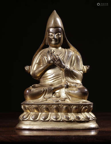 CHINESE GILT BRONZE BUDDHA