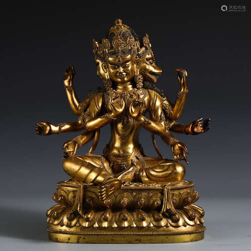 CHINESE GILT BRONZE BUDDHA