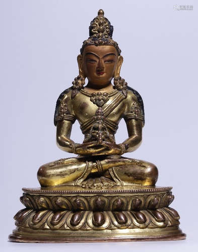 CHINESE GILT BRONZE BUDDHA