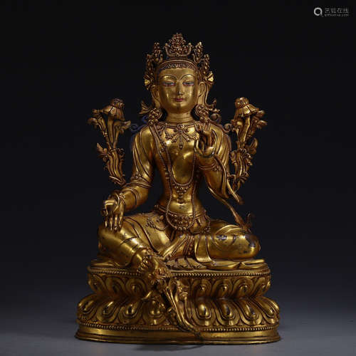 CHINESE GILT BRONZE BUDDHA