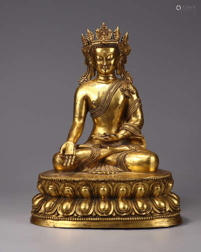 CHINESE GILT BRONZE BUDDHA