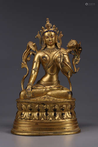 CHINESE GILT BRONZE BUDDHA