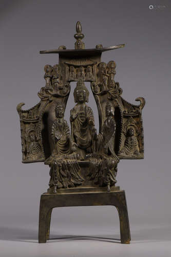 CHINESE GILT BRONZE BUDDHA