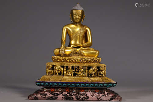 CHINESE GILT BRONZE BUDDHA