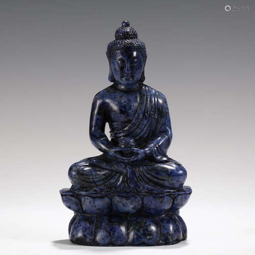 CHINESE BLUE COLORED SOAPSTONE BUDDHA