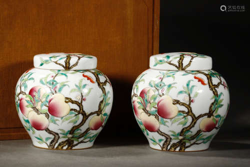 YONGZHENG MARK, PAIR OF CHINESE FAMILLE ROSE JAR