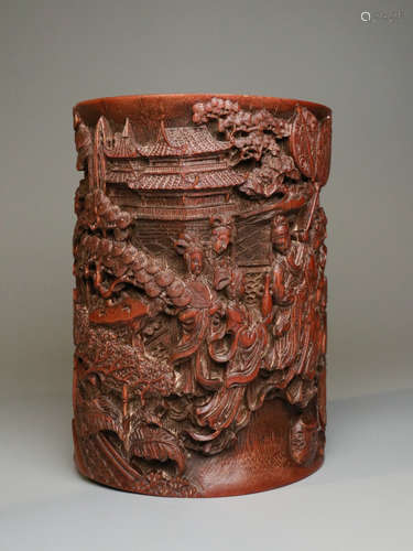 CHINESE CARVED BAMBOO BRUSHPOT