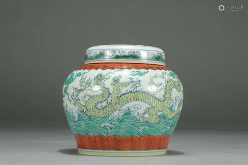 CHINESE DOUCAI DRAGON JAR