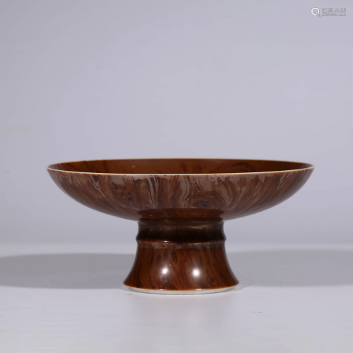 A WOODEN-GLAZED HIGH STAND DISH
