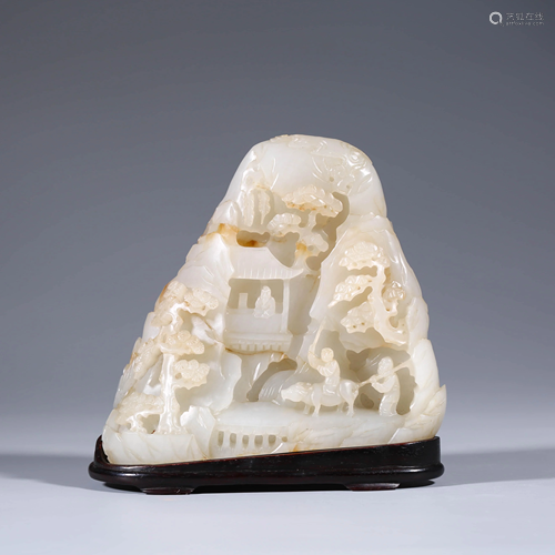 A WHITE JADE CARVED BOULDER